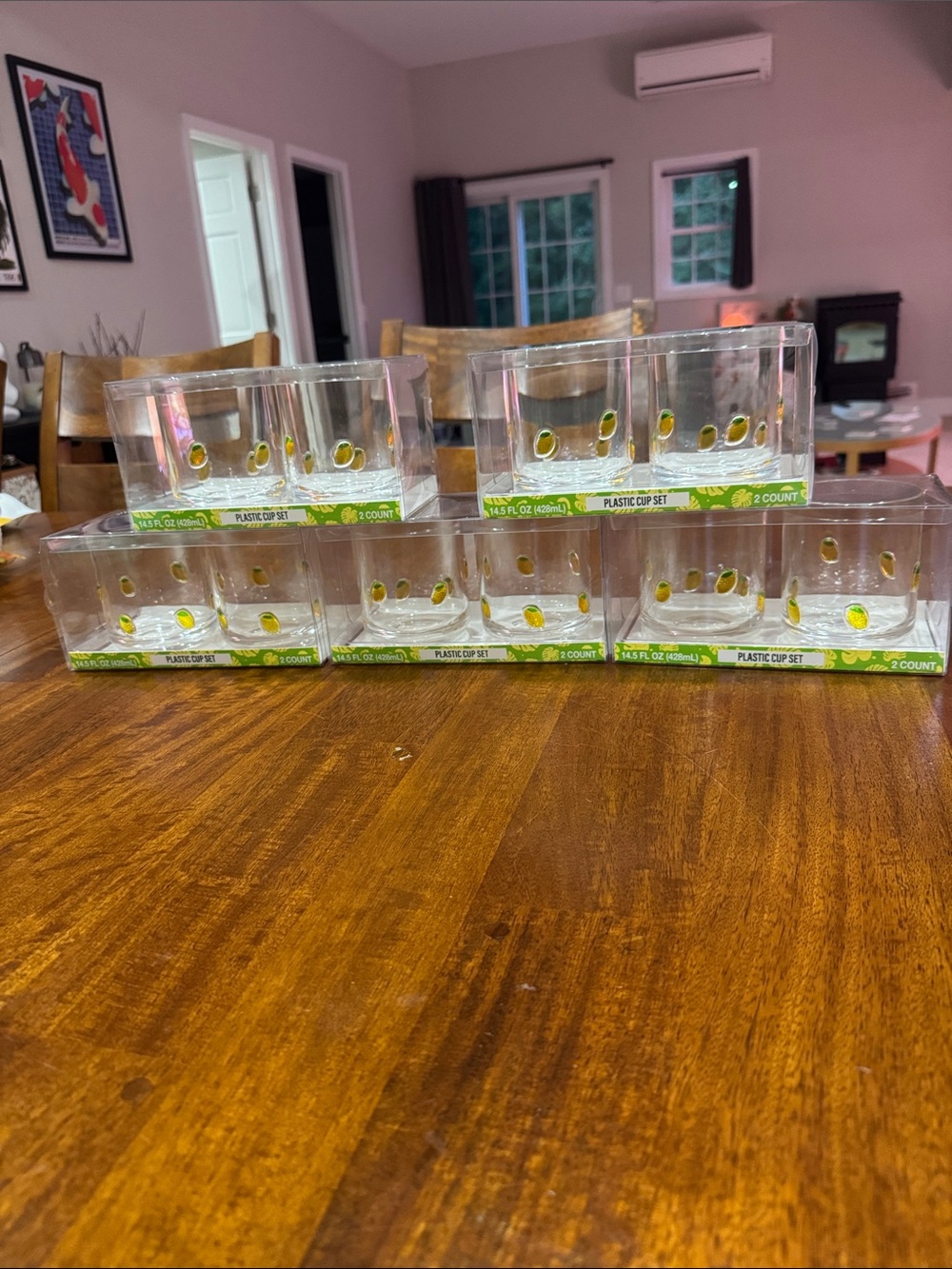 NIB 5 Sets of 2 (10 Glasses Total) Plastic Lemon 14.5oz glasses